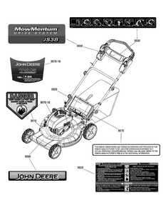 Decals Group (7502697a) Diagram and Parts List for 7800853-JS38FC 2012 Briggs and Stratton Lawn Mower